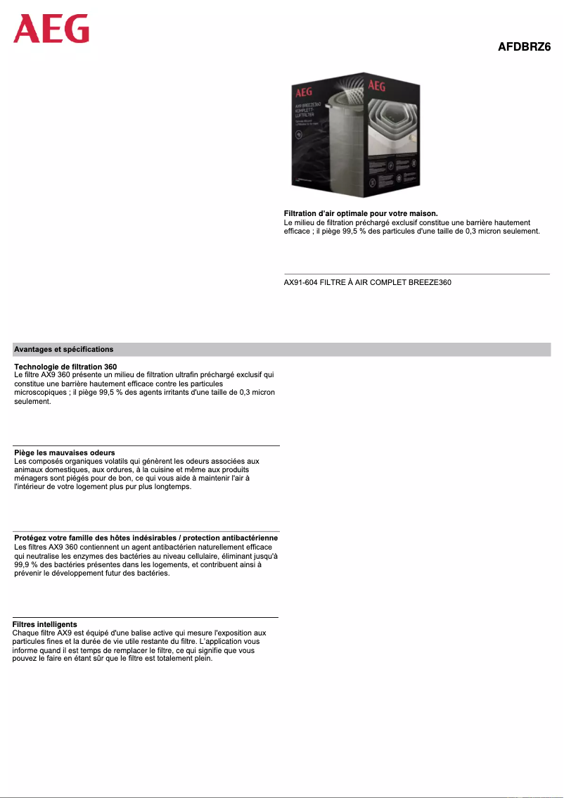 Page n°1 - Manuel utilisateur AEG AFDBRZ6