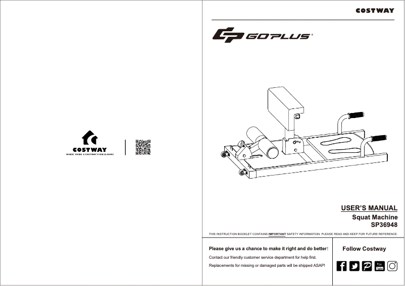 Page 1 de la notice Manuel utilisateur Costway SP36948