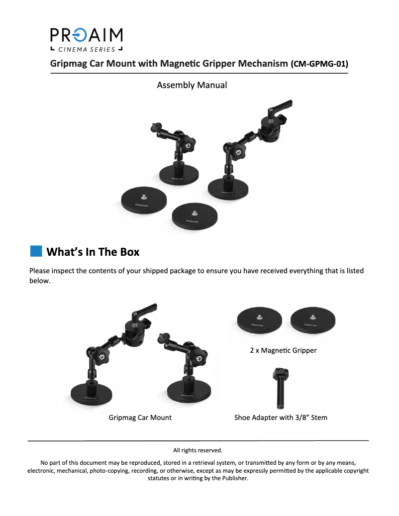 Page 1 de la notice Manuel utilisateur Proaim CM-GPMG-01