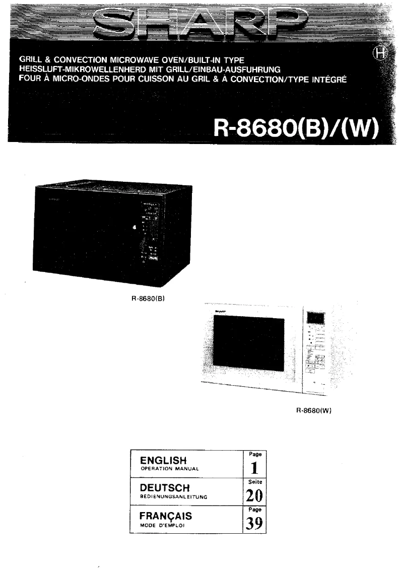 Page n°1 - Manuel utilisateur Sharp R-8680