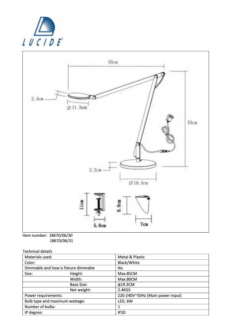 Page 1 de la notice Manuel utilisateur Lucide Linex-LED