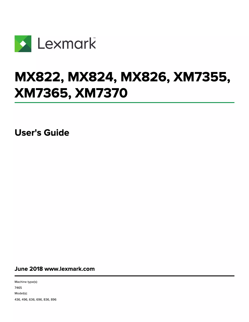 Page 1 de la notice Mode d'emploi Lexmark XM7370