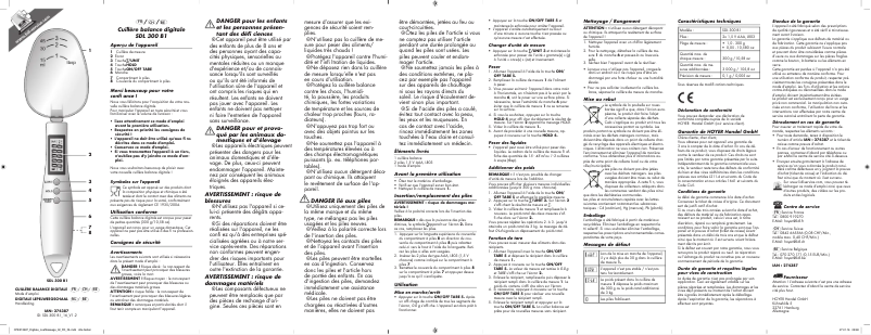 Image de la première page du manuel de l'appareil SDL 300 B1