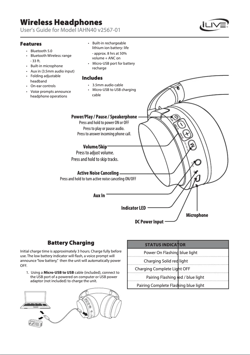 Page 1 de la notice Manuel utilisateur iLive IAHN40