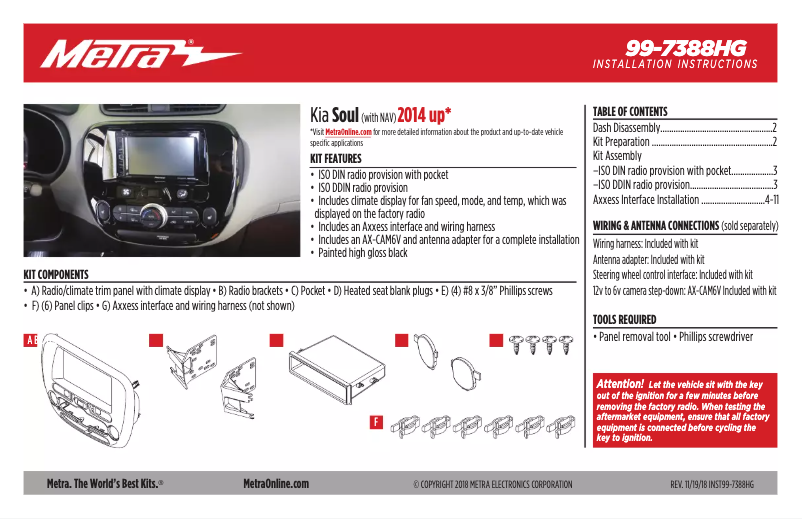 Page n°1 - Guide d'installation Metra 99-7388HG