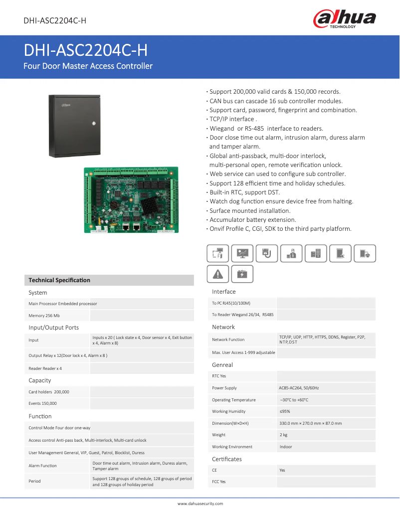 Page n°1 - Fiche technique Dahua Technology ASC2204C-H