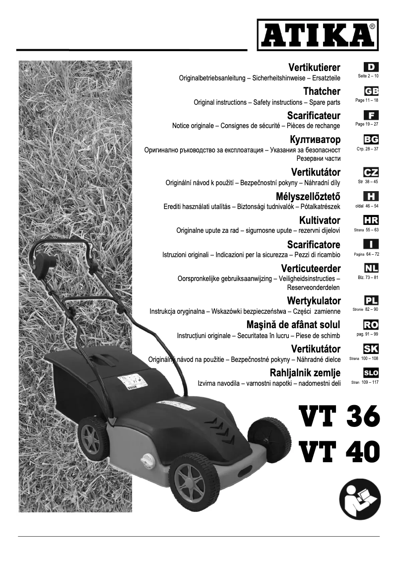 Page n°1 - Manuel utilisateur ATIKA VT 40