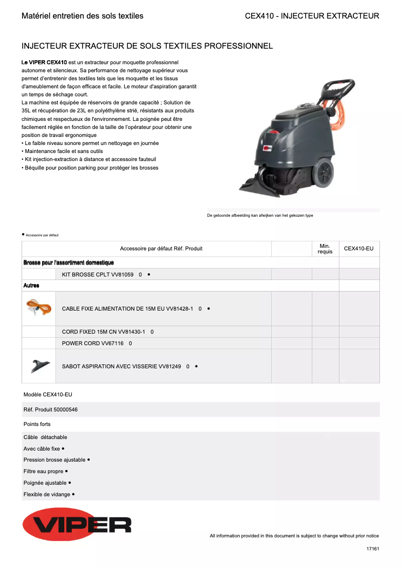 Page n°1 - Fiche technique Viper CEX410