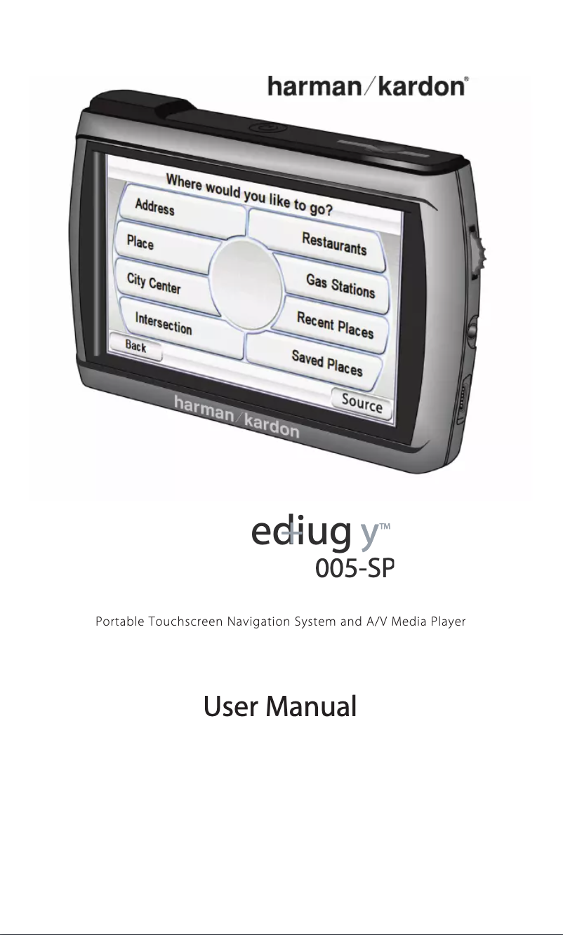 Page n°1 - Manuel utilisateur Harman Kardon GPS-500