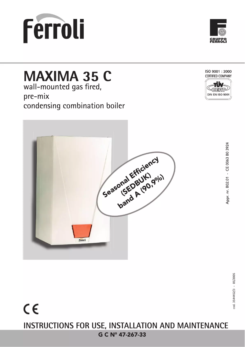 Page n°1 - Manuel utilisateur Ferroli Maxima 35 C