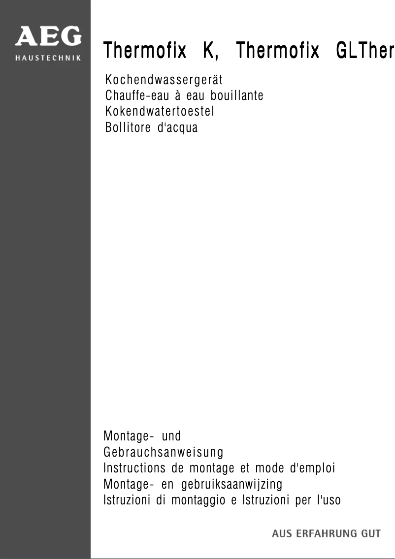 Page n°1 - Manuel utilisateur AEG Thermofix GL
