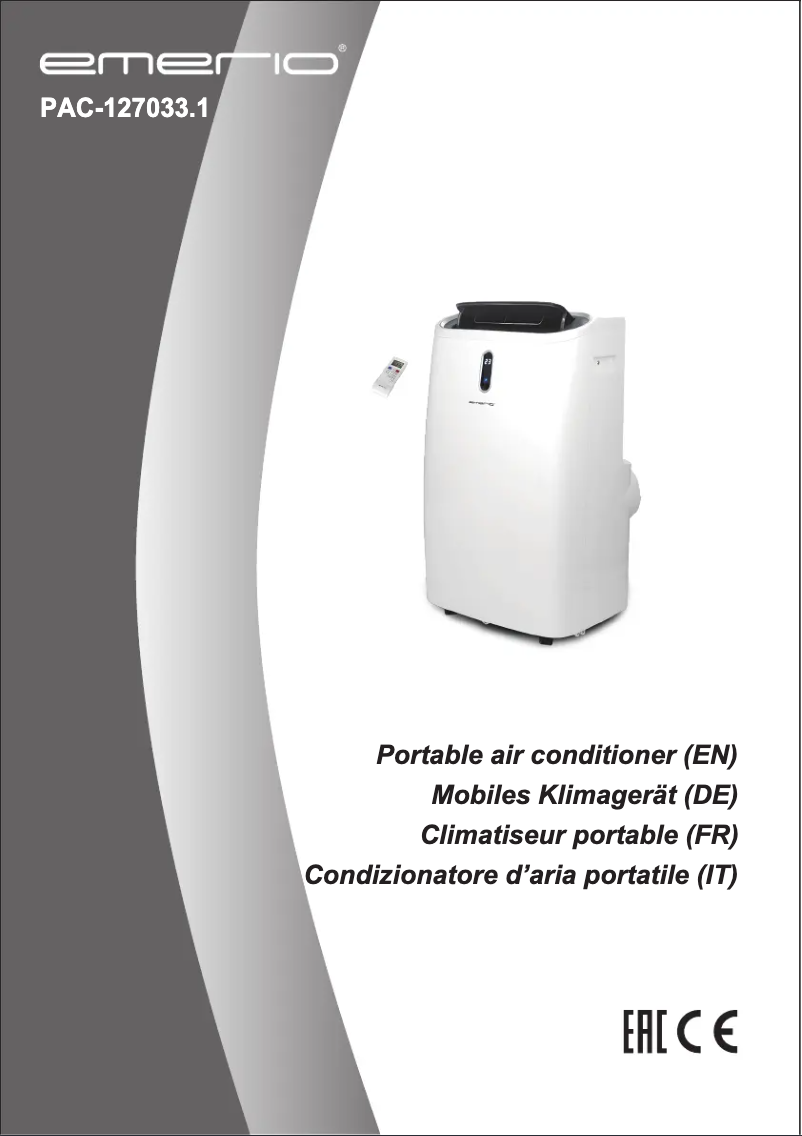 Page 1 de la notice Manuel utilisateur Emerio PAC-127033