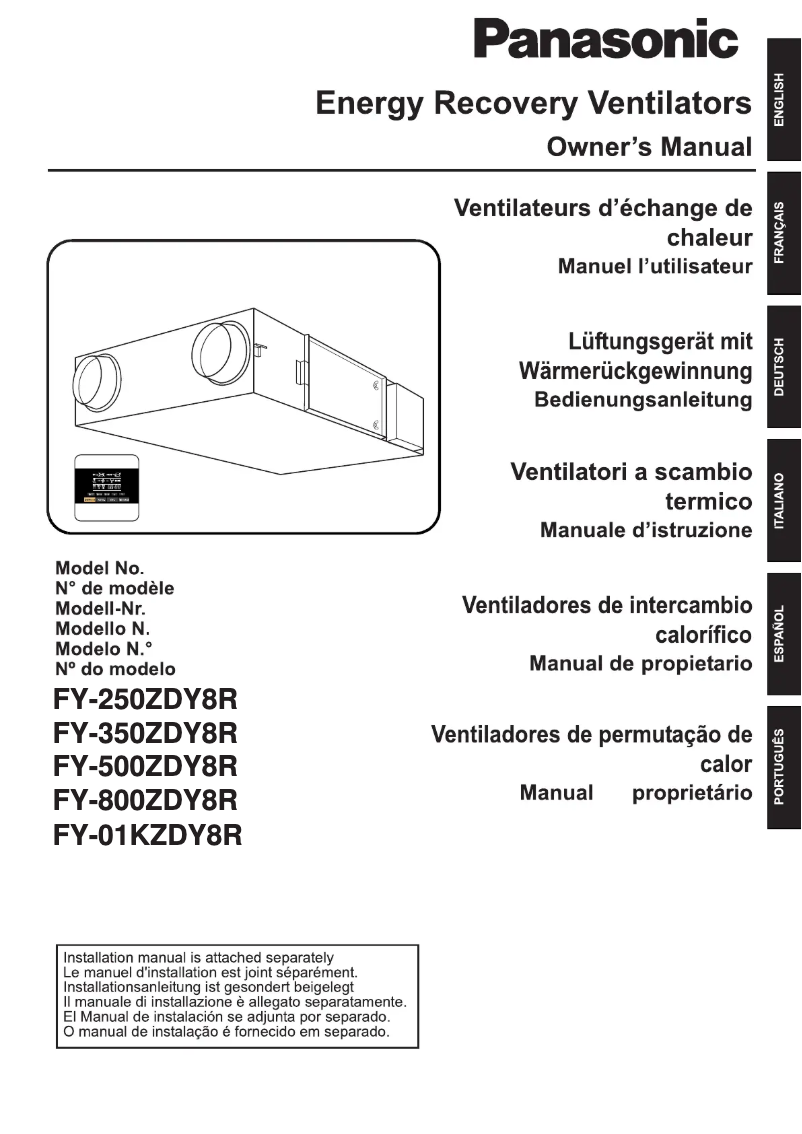 Page n°1 - Manuel utilisateur Panasonic FY-800ZDY8R