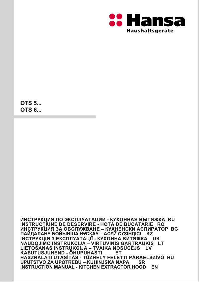 Page n°1 - Manuel utilisateur Hansa OTS6226IH