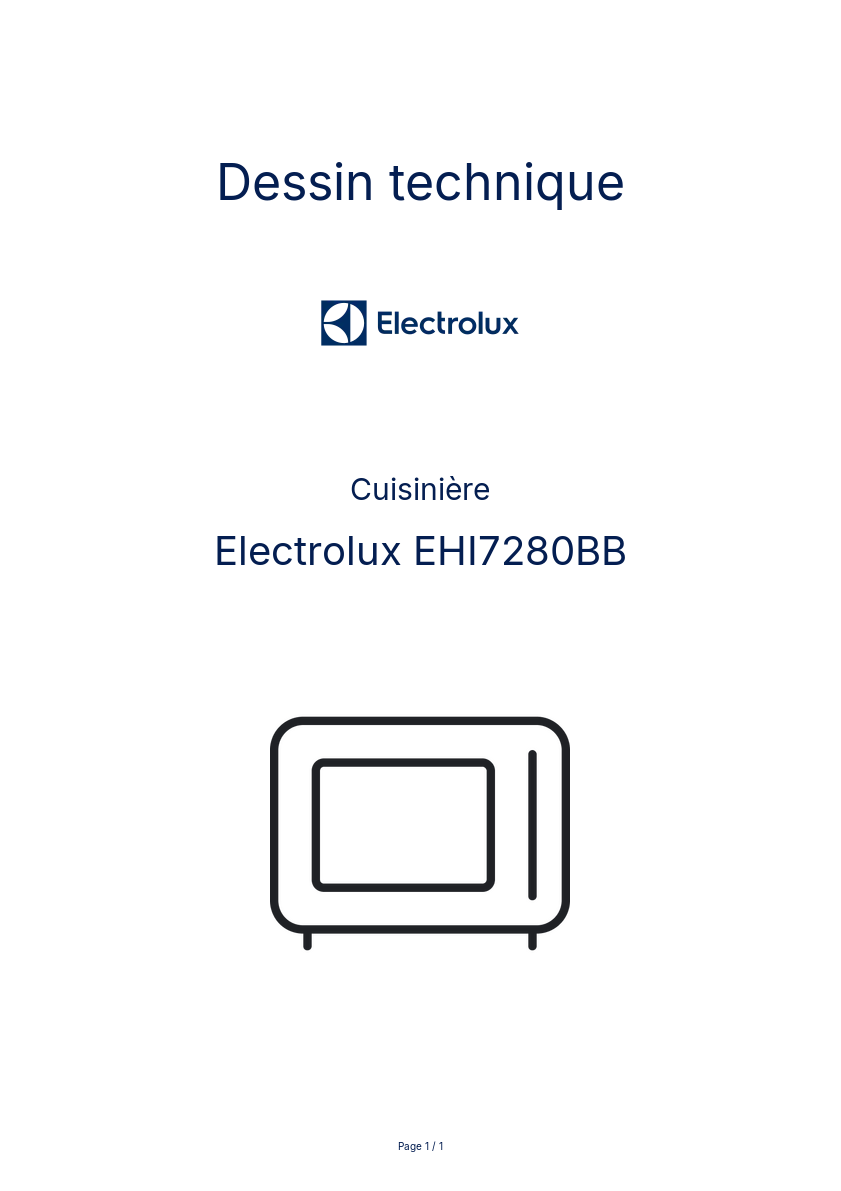 Page n°1 - Dessin technique Electrolux EHI7280BB