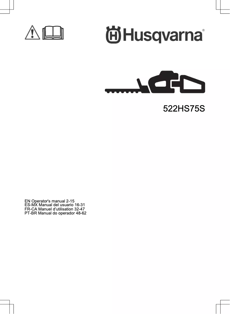 Page 1 de la notice Manuel utilisateur Husqvarna 522HS75S
