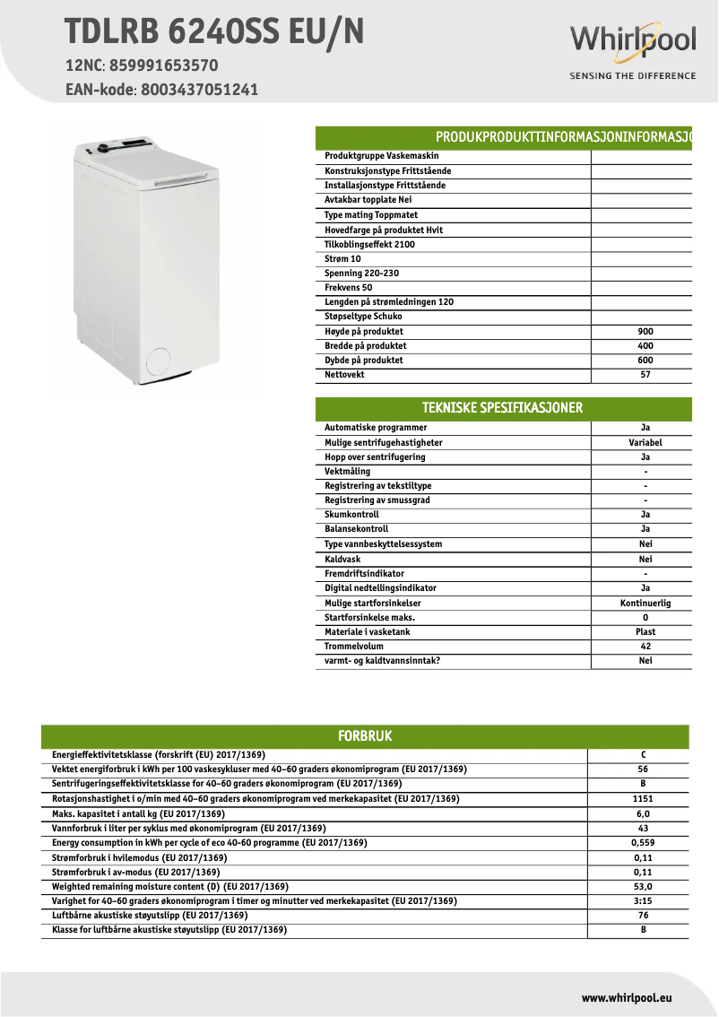 Image de la première page du manuel de l'appareil TDLRB 6240SS