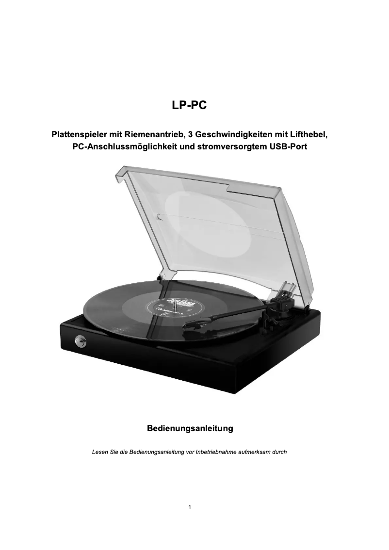 Page n°1 - Manuel utilisateur Reflecta LP-PC