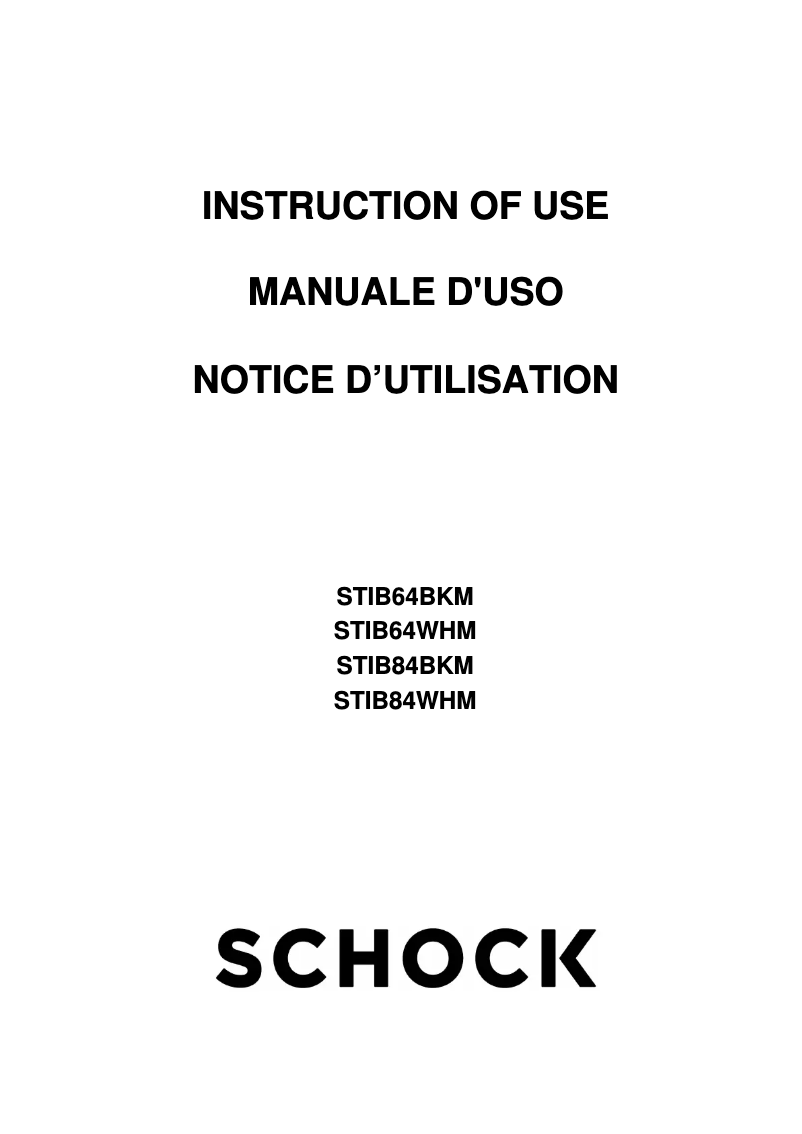 Page n°1 - Manuel utilisateur Schock STIB64BKE