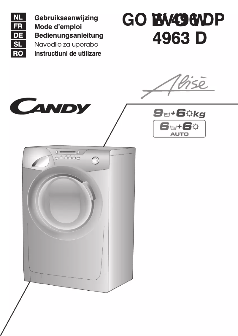 Page n°1 - Manuel utilisateur Candy GO W496DP-S