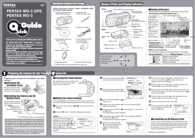 Image de la première page du manuel de l'appareil Optio WG-3 GPS