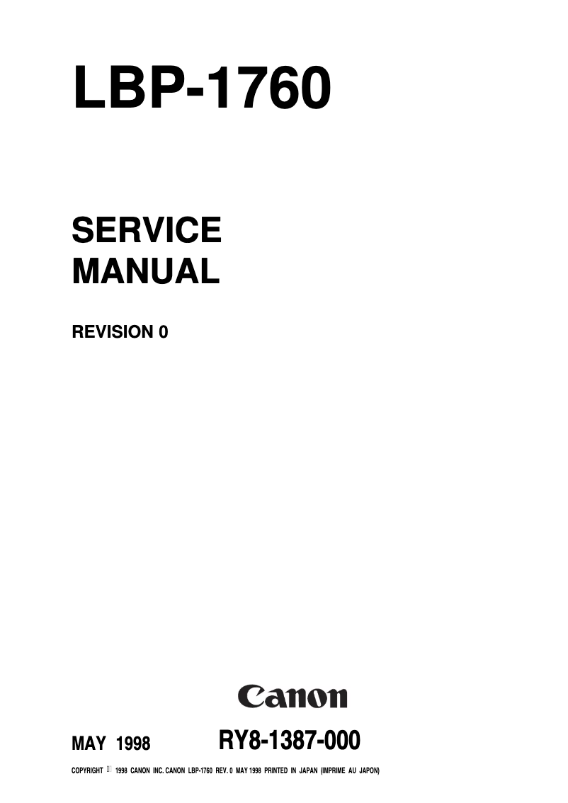 Image de la première page du manuel de l'appareil i-SENSYS LBP1760