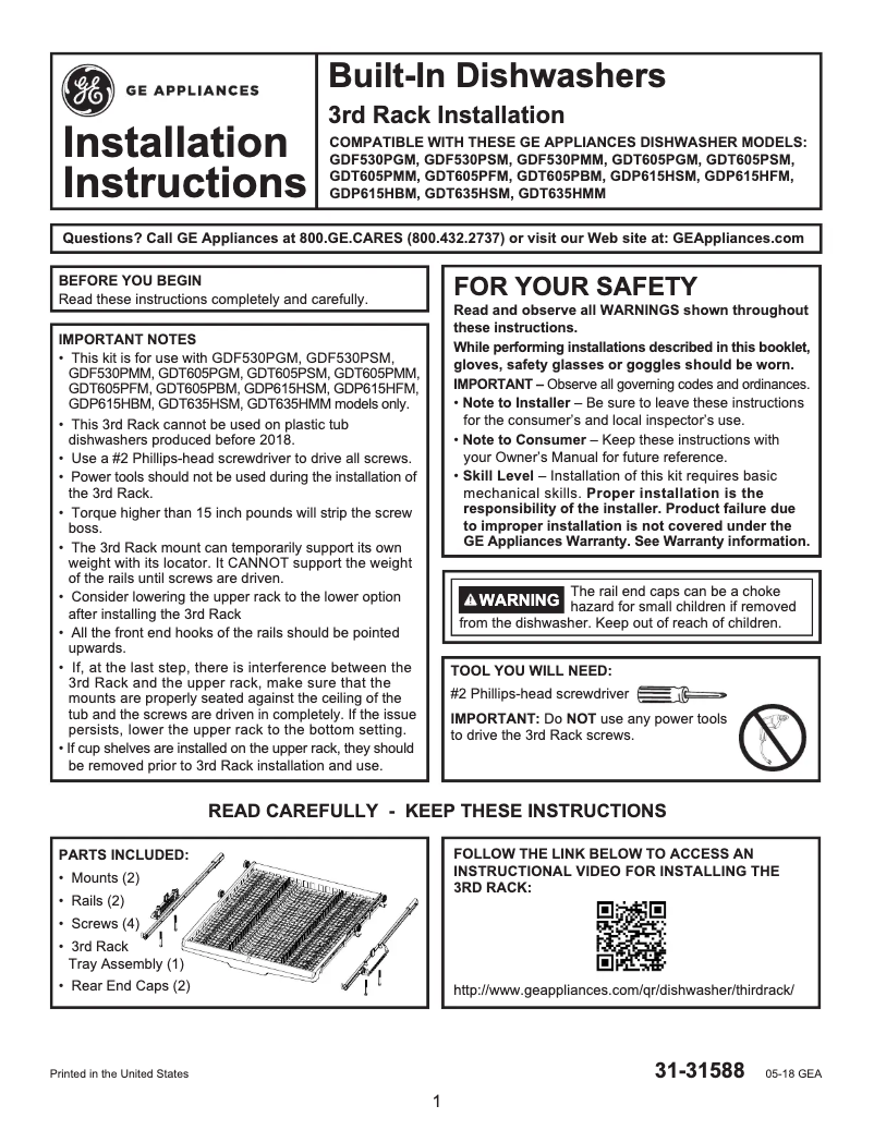 First page image of the manual for GPF3RACK