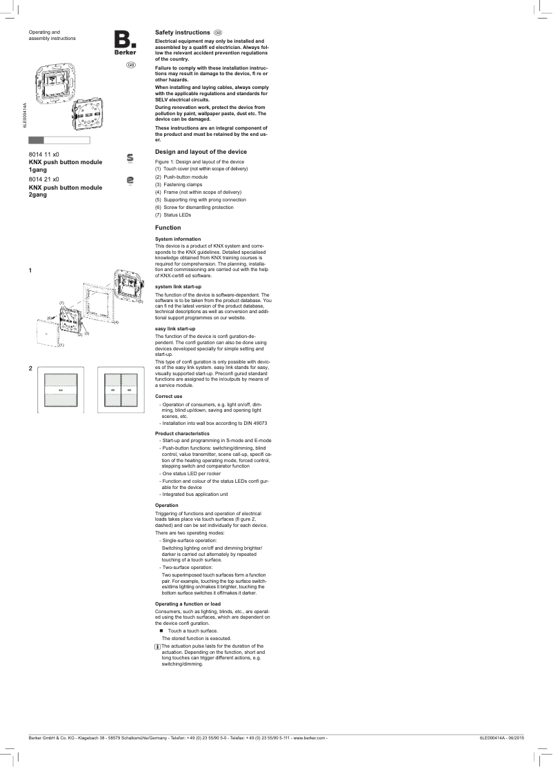 Page n°1 - Manuel utilisateur Hager 6380142109
