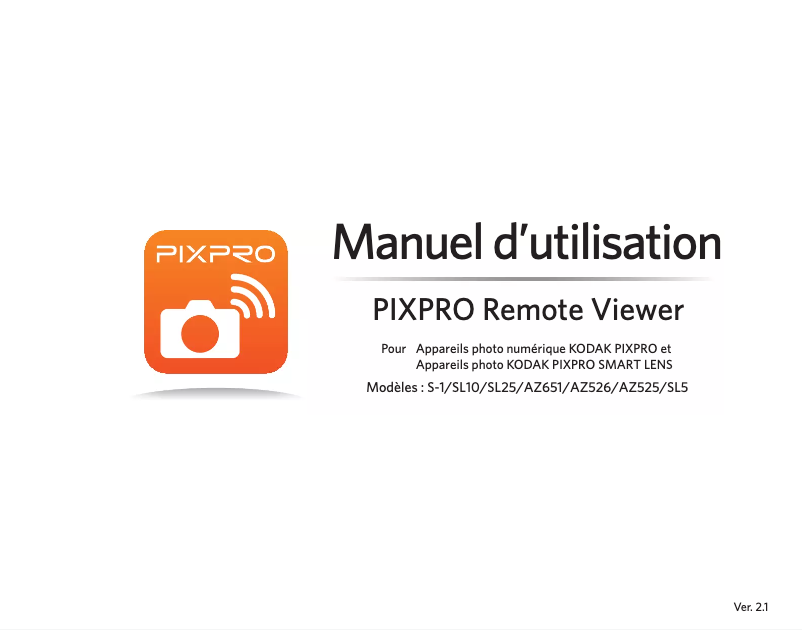 Image de la première page du manuel de l'appareil PixPro Remote Viewer