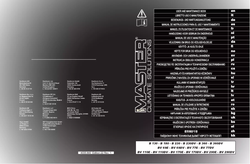 Page 1 de la notice Manuel utilisateur Master BV 110