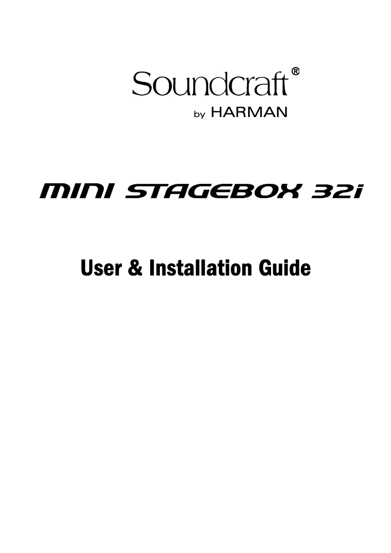 Page 1 de la notice Manuel utilisateur Soundcraft Mini Stagebox 32i