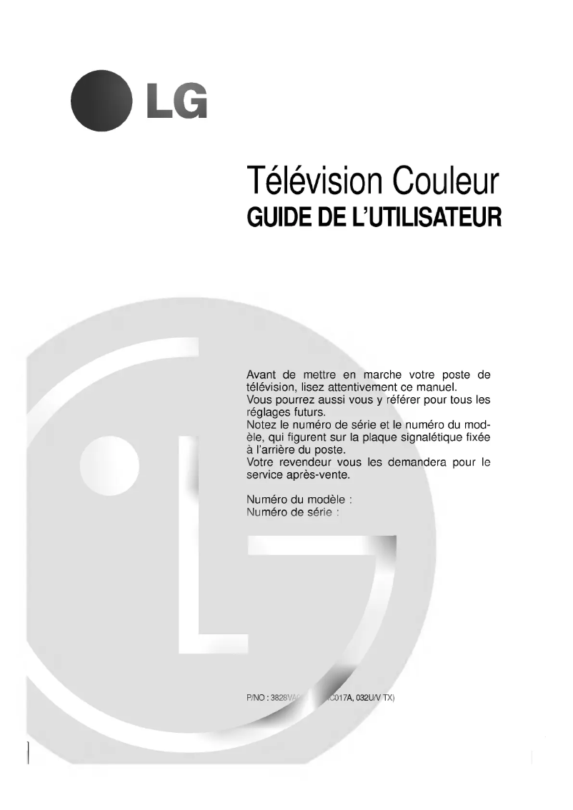 Page 1 de la notice Manuel utilisateur LG RT-29FA31X