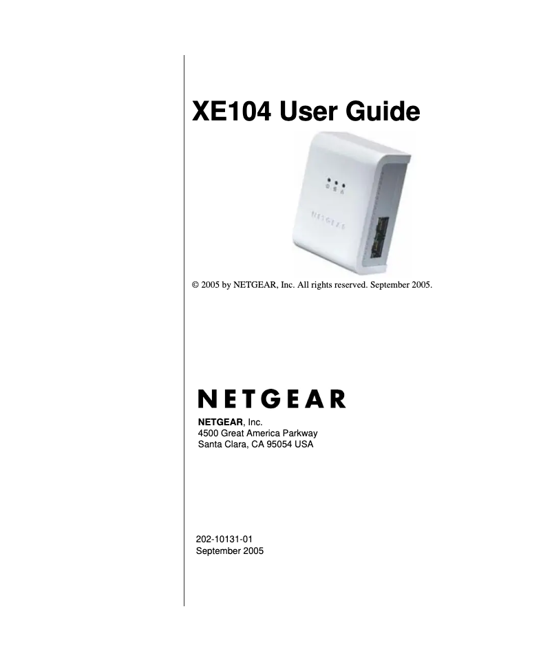Page n°1 - Manuel utilisateur Netgear XE104