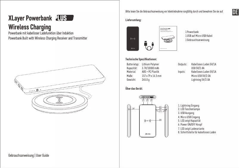 Page n°1 - Manuel utilisateur XLayer Plus 10000