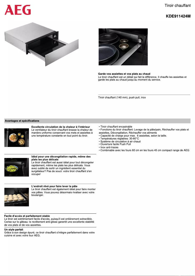 Página 1 del manual Ficha técnica AEG KDE911424M