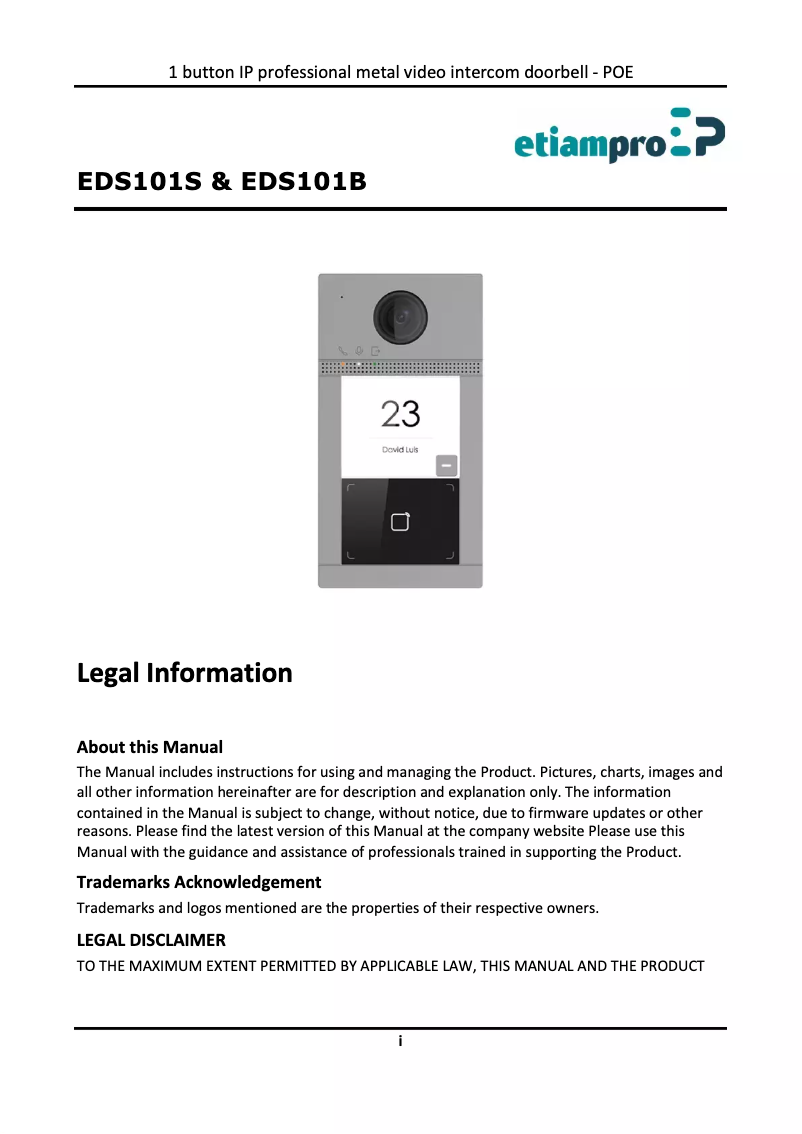 Image de la première page du manuel de l'appareil EDS101B