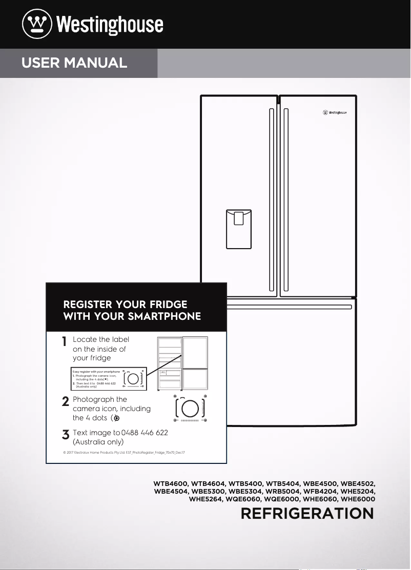 Page n°1 - Manuel utilisateur Westinghouse WTB5400SC