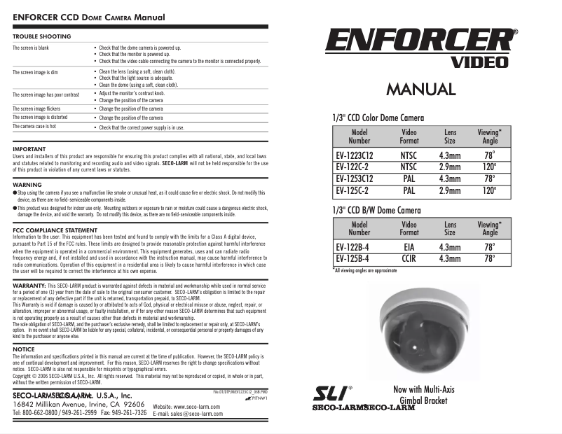 Page 1 de la notice Manuel utilisateur Enforcer EV-122B-4