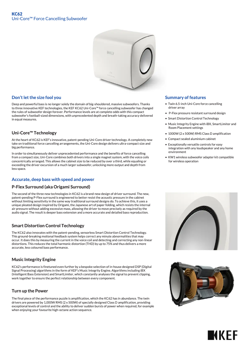 Page n°1 - Fiche technique KEF KC62