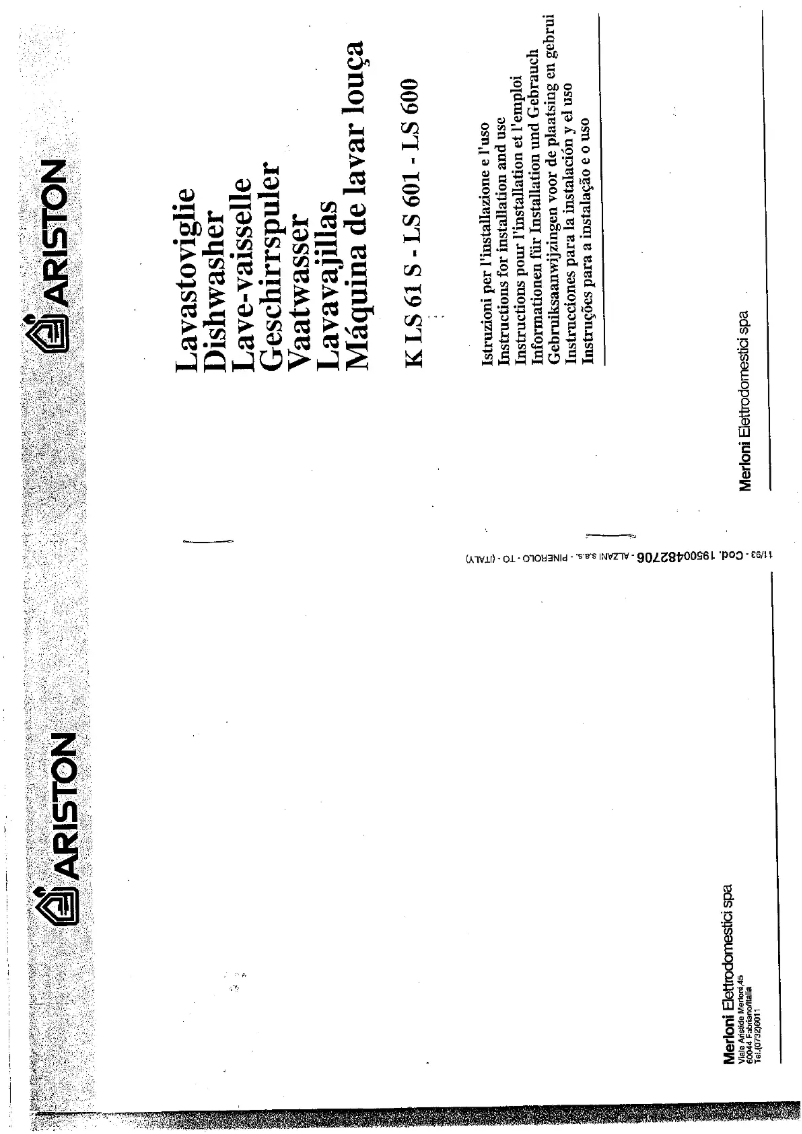 Page 1 de la notice Manuel utilisateur Ariston Thermo LS 601