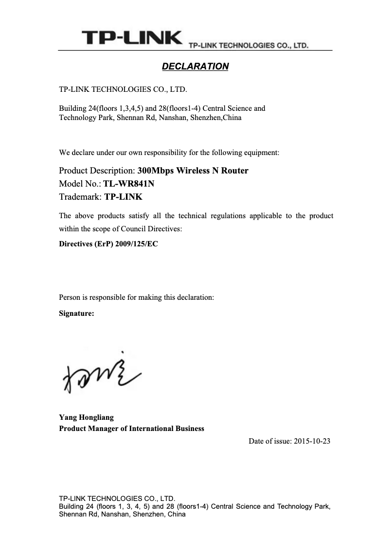 Image de la première page du manuel de l'appareil TL-WR841ND