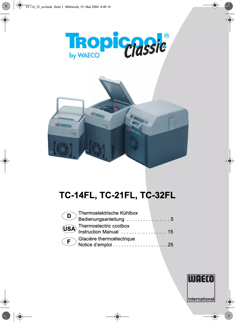 Page n°1 - Manuel utilisateur Waeco TropiCool TC-32FL