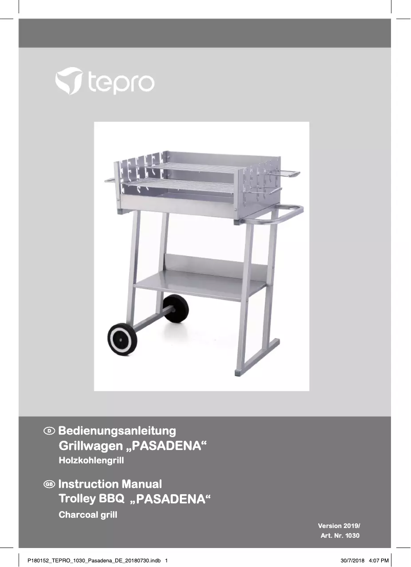 Page 1 de la notice Manuel utilisateur tepro Pasadena 1030