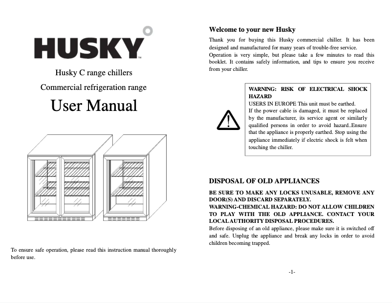 Page 1 de la notice Manuel utilisateur Husky ALF-C1-BLK-840