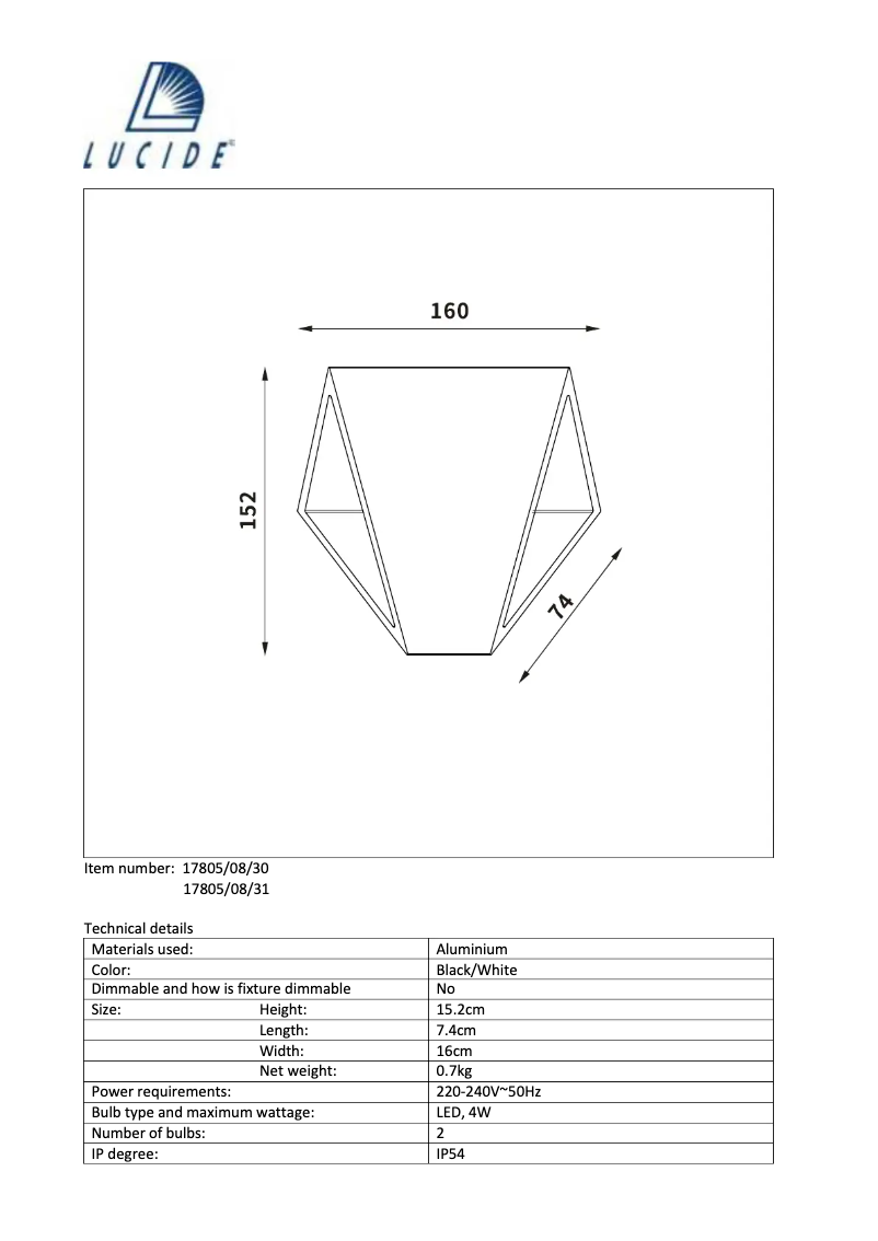 Page n°1 - Manuel utilisateur Lucide Tixis
