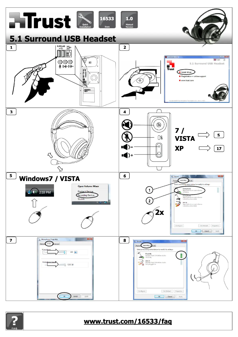 Page n°1 - Manuel utilisateur Trust 5.1 Surround USB Headset