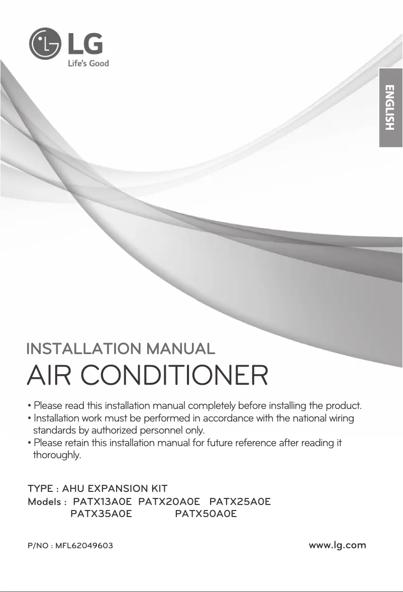 Page 1 of the manual User Manual LG PATX50A0E