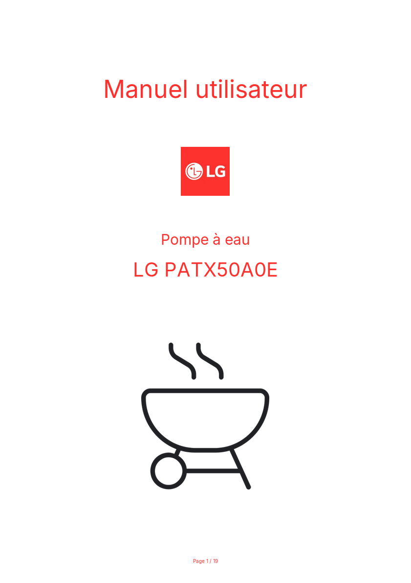 Image de la première page du manuel de l'appareil PATX50A0E