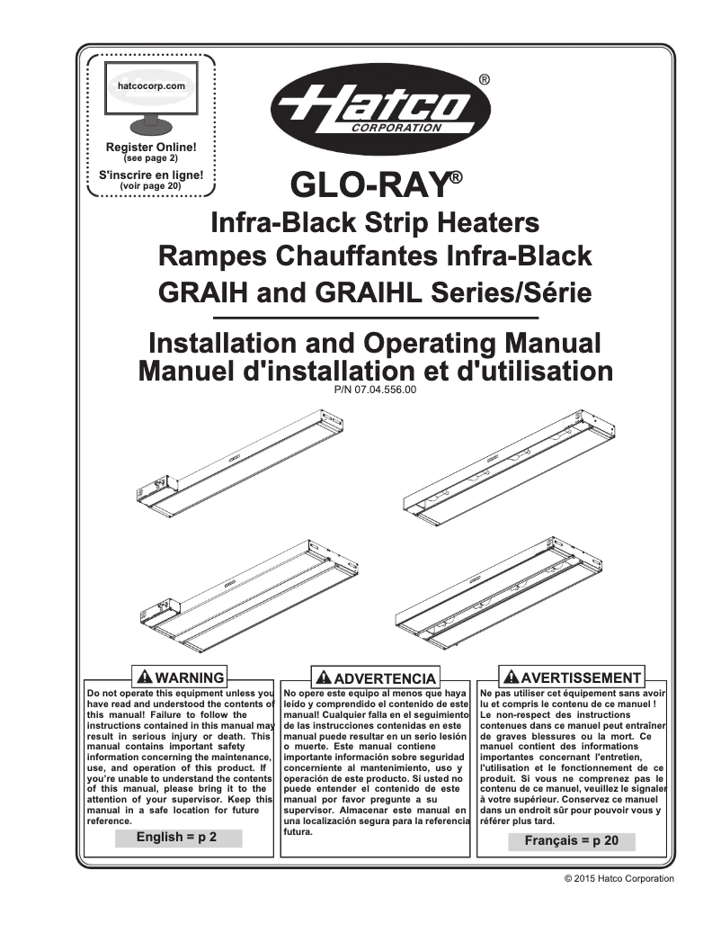 Image de la première page du manuel de l'appareil Glo-Ray GRBW-60