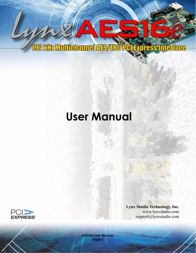 Page n°1 - Manuel utilisateur Lynx AES16e-50